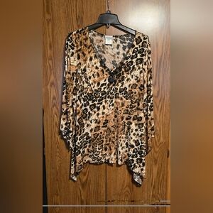 Fashion Bug Leopard Print V-Neck Blouse